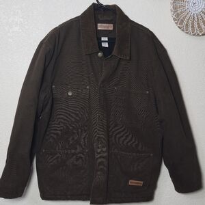 Wolverine Brown Insulated Coat Button Up Collard Size Medium